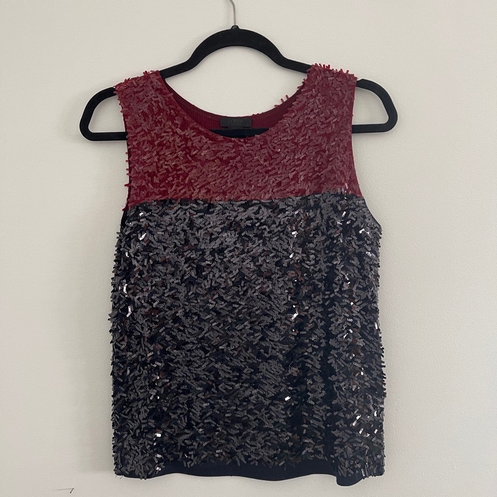 J.Crew Collection Colorblock Knit Sequin Top